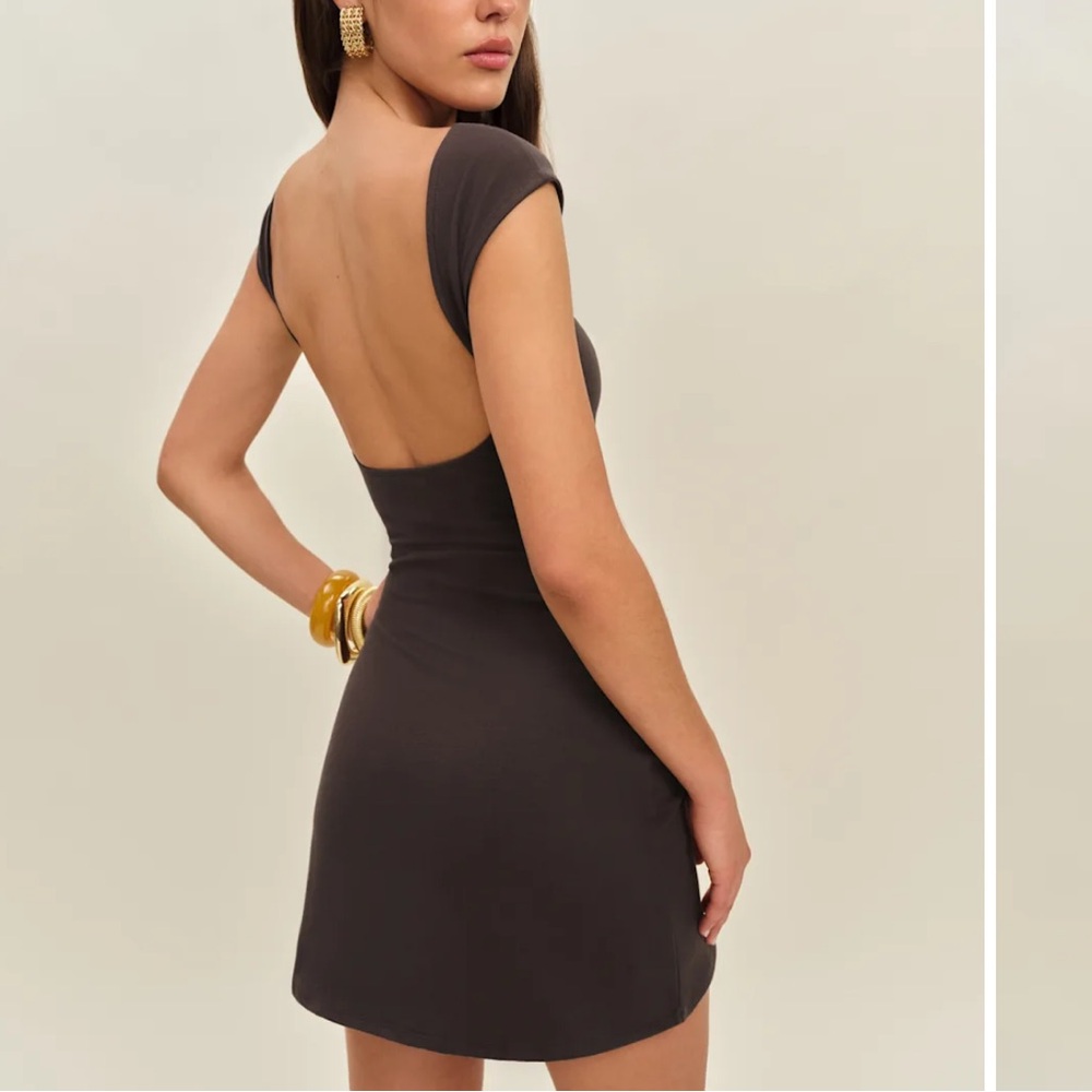 Reformation Soleil Brown backless dress